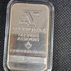 lot 52 image: National Refiners 1 oz Silver Ingot