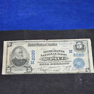 lot 74 image: 1902 $5 St Paul Large Note