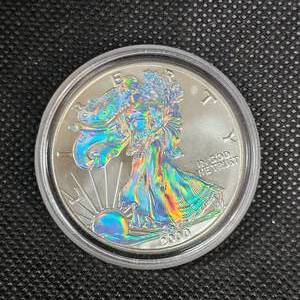 lot 86 image: 2000 Silver Eagle Holographic Guilded
