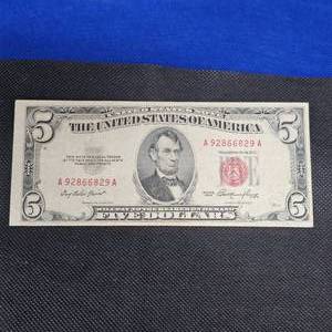 lot 83 image: 1935 $5 US Red Note