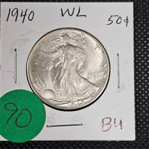 lot 90 image: 1940 Walking Liberty 50c BU