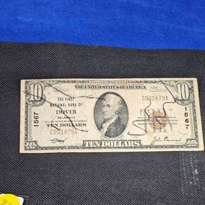 lot 98 image: 1929 $10 National Dover, DE  Note