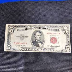 lot 102 image: 1953A $5 US Red Note