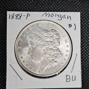 lot 123 image: 1988 -P Morgan $1 BU