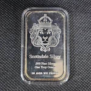 lot 133 image: 1 oz Lion King Scottdale Silver Ingot In God We Trust