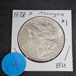 lot 146 image: 1878-S Morgan $1 BU