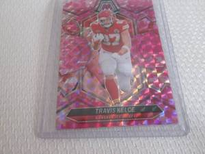 lot 39 image: 2023 Mosaic Travis Kelce Pink Prizm...