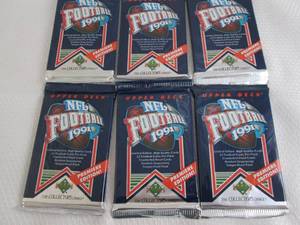 lot 148 image: 6 1991 Upper Deck Football Packs...