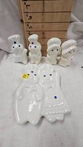 lot 23 image: Pilsbury Dough Boy Lot, Spoon Rest and 2 sets of SP Shakers