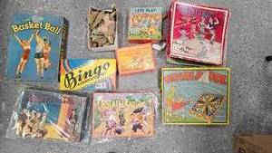 lot 52 image: Vintage Game lot, Several Games including, lotto, Bingo, Horseshoe, etc