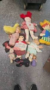 lot 100 image: Assorted Stuffies and Doll Lot including 1984 Cabbage Patch Preemie