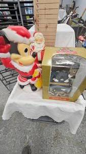 lot 141 image: Vintage Village House, Christmas Mickey and Santa Light Ups