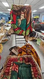 lot 143 image: Lap Blankets wCorner Shelf and Wood Toy Bed