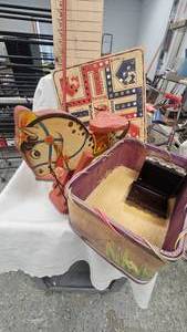 lot 144 image: Display Box, Horse Pull Toy, Village  Toy and More