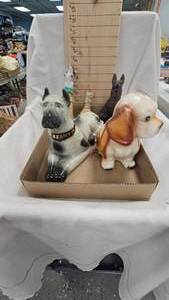 lot 154 image: Jim Beam Great Dane Decanter(empty), Dog Planter, Perfume Bottle