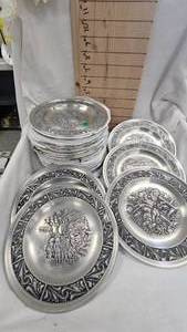 lot 179 image: Julen  Christmas Silver Pewter Christmas Plates(10)