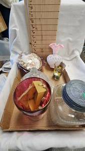 lot 218 image: Fenton Vase, Butter Dish, Jars and Shells