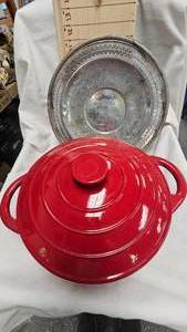 lot 193 image: Snap-On Silver Anniversary Tray and Enamel Covered Cast Iron Casserole Dish