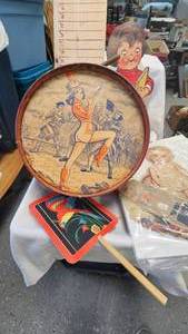 lot 203 image: Campbells Girl Cutout and Paper Doll Lot with Toy Vintage Drum