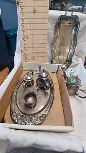 lot 204 image: Silver Plated Tea set with Serving Trays