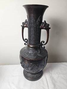 Bronze Japanese Meiji Stylized Vase