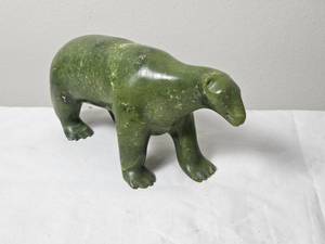 lot 8 image: Green Serpentine Walking Bear Inuit Sculpture