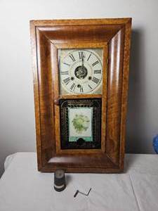 lot 38 image: Ogee Mahogany Veneer Wall Clock