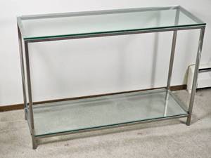 lot 63 image: Minimalist Brushed Steel Consol Table