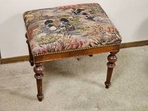 lot 64 image: Jacobean Footstool with Loon Upholstery