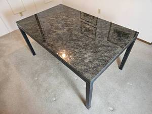 lot 22 image: Industrial Chic Grey Granite Top Dining Table