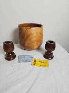 lot 97 image: Turned Koa Wood Hawaii Dcor Items