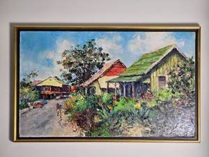 lot 49 image: Fine Art Original Hawaiian Landscape Painting - Oceanside Homes