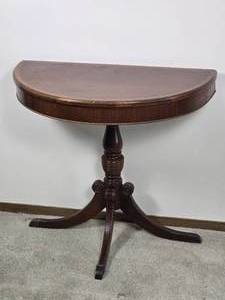 lot 125 image: Vintage French Trim Demi Lune Console Table