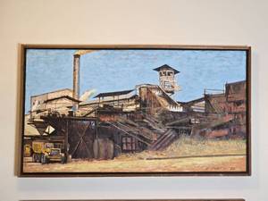 lot 56 image: Original Industrial Fine Art Painting - Bruce Moore - Smokestack