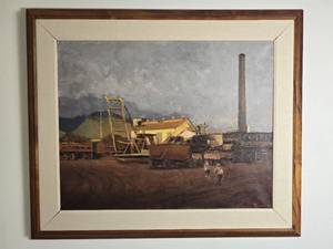 lot 54 image: Original Hawaiian Fine Art Original Painting - Macario Pascual - Pioneer Mill of Lahaina