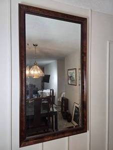 lot 76 image: Gorgeous Burlwood Frame Accent Mirror