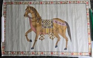 lot 68C image: Stunning Vintage Handpainted Indian Silk - Dressed Horse
