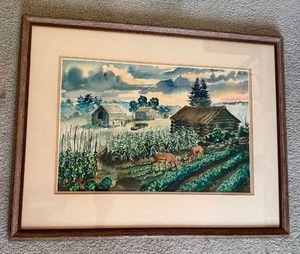 lot 155 image: Idyllic Fine Art Watercolor Painting - Gamboy - Homestead