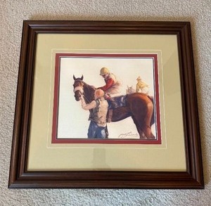 lot 88 image: Brilliant Original Racehorse Watercolor Painting - James L. Crow