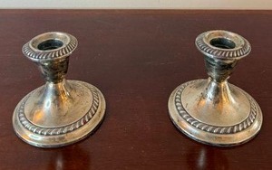 lot 139 image: Vintage Gorham Weighted Sterling Silver Candlestick Pair