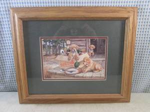 lot 37 image: (A-4) Framed Jim Lamb Hunters Hel...