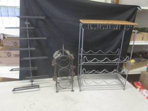 lot 79 image: (G-1) 3 Metal Wine Bottle RacksHol...