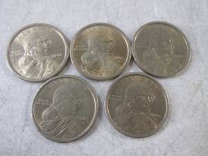lot 107 image: (FS) 5 - 2001 D Sacagawea $1 Coins...