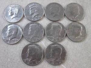 lot 144 image: (CNTR) 10 Assorted Kennedy Half Dol...