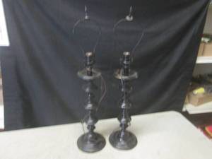 lot 149 image: (CSB) Pair of Vintage Metal Table L...