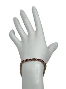 lot 2 image: 14K Gold Round Diamonds & Ruby Tennis Bracelet (7-inch), 50 Diamonds, 25 Rubies, (9.8 Grams Total Weight)