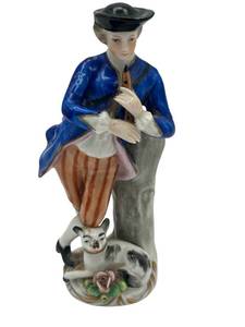 lot 33 image: Vintage Sitzendorf Porcelain Figure Boy Playing Flute (4.5-inches Tall)