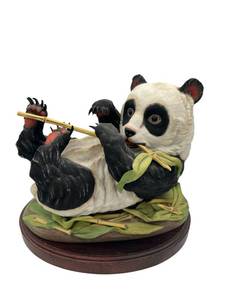 lot 35 image: Vintage 1970s Boehm Bisque Giant Panda Club Reclining Porcelain 7-inch Figurine - See Description