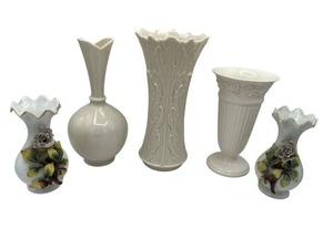 lot 37 image: Wonderful Assortment of Vintage Vases - Lenox, Eturia & Barlaston, and More