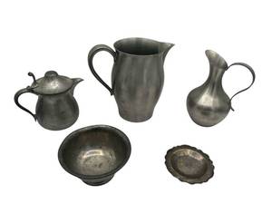 lot 38 image: Vintage Pewter Lot including Woodbury, Royal Holland, and More